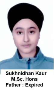 Sukhnidhan Kaur M.Sc. Honors Late